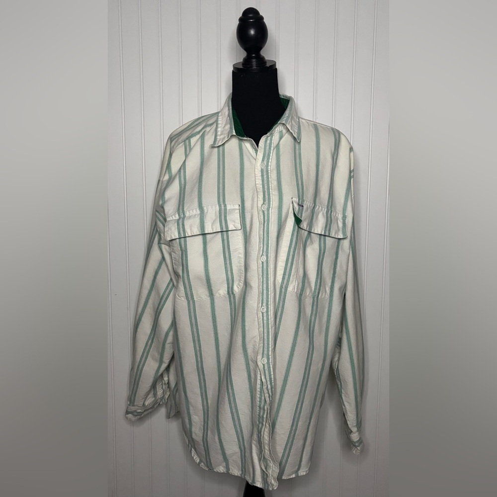 Kenny Rogers Vintage Striped Long Sleeve Button Down Shirt Mens Size XL White